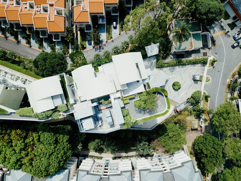 vista aérea de condominio